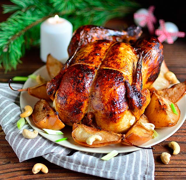 Блюдо на Новый год: Курица с грушами в духовке